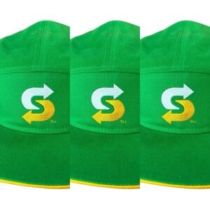 Lot of 3 Subway Crew Hat Green Official 5 Panel Snapback‎ Cap Fast Food Hat NEW!